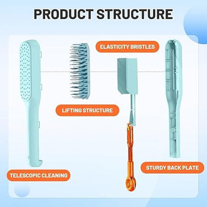 Self Cleaning Hair Brush, One-Click Cleaning