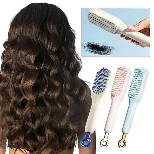 Self Cleaning Hair Brush, One-Click Cleaning