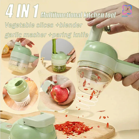 4 In 1 Electric Vegetable Cutter Set Portable Wireless