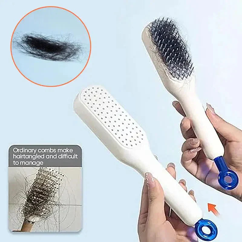 Self Cleaning Hair Brush, One-Click Cleaning